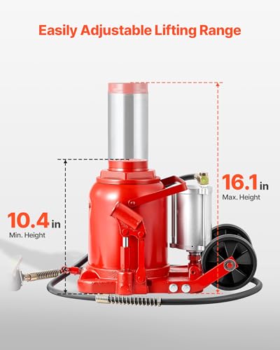 VEVOR Pneumatic Bottle Jack 50T Hydraulic Car Jack Lift Range 27-43cm Air Transmission Jack 110231lbs for Heavy Duty Vehicles - size: 50T Air Hydraulic
