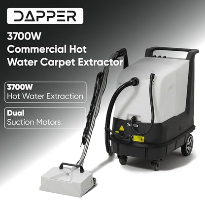 Dapper Commercial Box Carpet Extractor with 13" Motorized Brush Head, Hot Water Extraction, Strong Suction and 14.5/10.5 Gal Tanks — Ideal for Hotels, Offices, & Commercial Cleaning - size: 14.5 Gal - Hot Water Extraction
