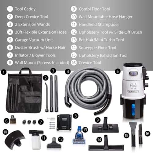 Prolux Professional Shop White Wall Mounted Garage Vac, Wet Dry Pick Up