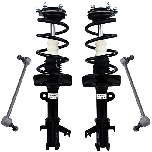 Detroit Axle - Front Struts Sway Bars for 2007-2014 Honda CR-V Complete 2 | Ready Struts w/Coil Springs Assembly 2 Sway Bar Links 2008 2009 2010 2011 2012 2013 Replacement Suspension - size: 80129-4/Sway Kit