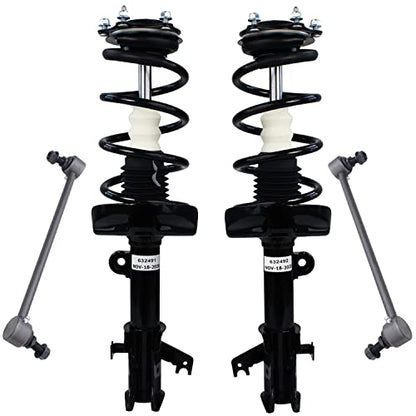 Detroit Axle - Front Struts Sway Bars for 2007-2014 Honda CR-V Complete 2 | Ready Struts w/Coil Springs Assembly 2 Sway Bar Links 2008 2009 2010 2011 2012 2013 Replacement Suspension - size: 80129-4/Sway Kit