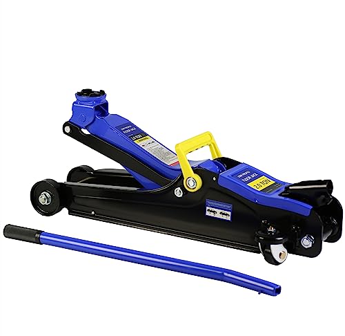 SSLine 2 Ton Floor Jack Automotive Portable Hydraulic Car Jack Heavy Duty Steel Car Lift Service Jack for SUV Coupe, Low Profile Racing Floor Jack with Lifting Range 3.3"-15.2" 4400LB Capacity - color: Blue, size: 2 Ton Single Pump