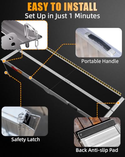 VNN Portable Wheelchair Ramp 7FT, Seamless Non-Slip Aluminum Ramps for Wheelchairs for Home, Handicap Wheelchair Ramps for Home Steps, Aluminum Loading Dock Plates, Doorways, Black - size: 7FT (Usable height 7-21 inch)