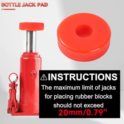 Polyethylene Bottle Jack Pad Adapter Hydraulic Lift Pinch Weld Car Damage Protection for Most 2 Ton Bottle Jacks 20MM 0.79 Inch Recess Hole. (Red, 20MM=0.79") - size: 20MM=0.79"