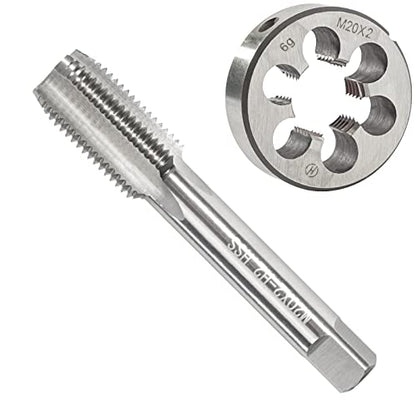 M20 x 2.0 Metric Tap and Die Set, M20 X 2.0mm HSS Machine Thread Tap and M20 X 2mm Alloy Tool Steel Round Thread Die Right Hand - size: M20x2mm