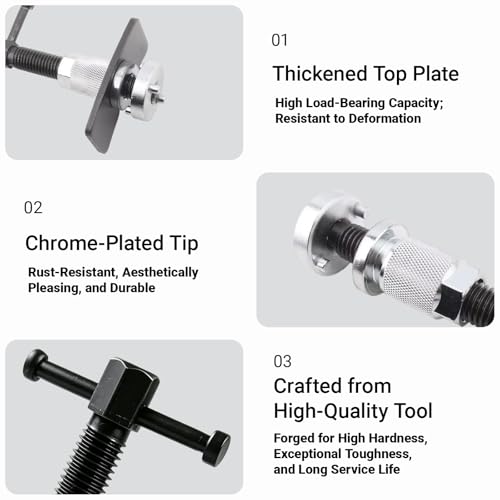 Brake Caliper Piston Tool, Disc Brake Wind Back Tool with 2 Adapters (38mm & 28mm), CR-V Steel Rear Brake Pad Replacement Tool Precision Thread Brake Piston Wind Back for Cars SUVs Trucks