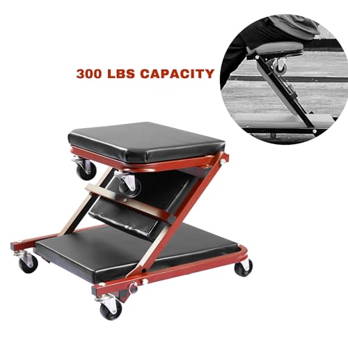 Mechanic Creeper, 300 Lbs Z-Creeper Seat, 36 in 2 in 1 Garage Chair Adjustable Rolling Folding Car Creeper with 6 pcs Wheels for Garage, Shop, Auto Repair, Lay Down or Sit