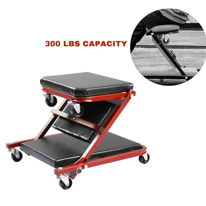 Mechanic Creeper, 300 Lbs Z-Creeper Seat, 36 in 2 in 1 Garage Chair Adjustable Rolling Folding Car Creeper with 6 pcs Wheels for Garage, Shop, Auto Repair, Lay Down or Sit