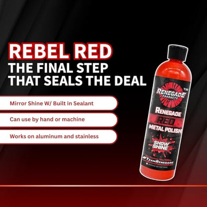 Renegade Products Big Rig & Semi Truck Metal Polishing Complete Kit with Buffing Wheels, Buffing Compound, Safety Flanges, Polishing Accessories and Rebel Red Liquid Metal Polish