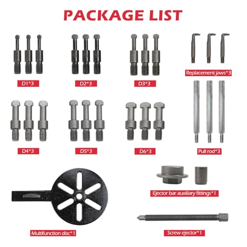 Bearing Puller Kit, Inner Hole 3-Jaw Puller with Curved Hook and Steel Collet Multi-Function Bearing Removal Tool