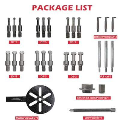 Bearing Puller Kit, Inner Hole 3-Jaw Puller with Curved Hook and Steel Collet Multi-Function Bearing Removal Tool