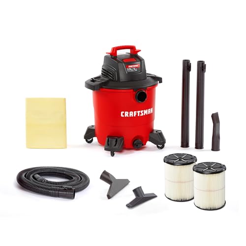 CRAFTSMAN CMXEVBE17590 9 Gallon 4.25 Peak HP Wet Dry Vac, Portable Shop Vacuum Wet and Dry with 2 Filters, Dust Bag, Hose and Attachments for Home, Garage and Automotive Cleaning
