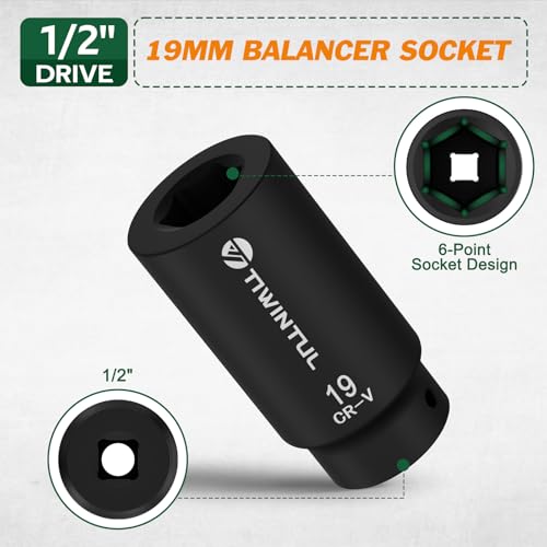 For Honda 19mm Harmonic Balancer Socket Tool, Crank Bolt Socket | 1/2", 77080, 3 Times Momentum Power of Standard Impact Sockets, 6-Point Crank Bolt Remover for Stubborn Bolts - size: 1pcs-1/2"