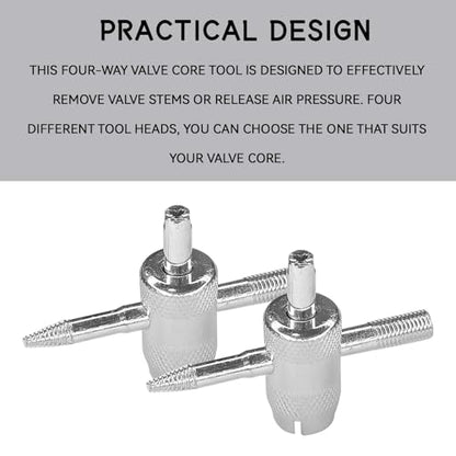 4 Way Tire Valve Stem Core Removal Tools, 4-in-1 Tyre Air Valve Stem Puller Remover and Installer Repair Kit, Multifunctional Tire Valves Core Removal Tool Wrench for Car Motorcycle Bicycle（1PCS） - size: 1PCS