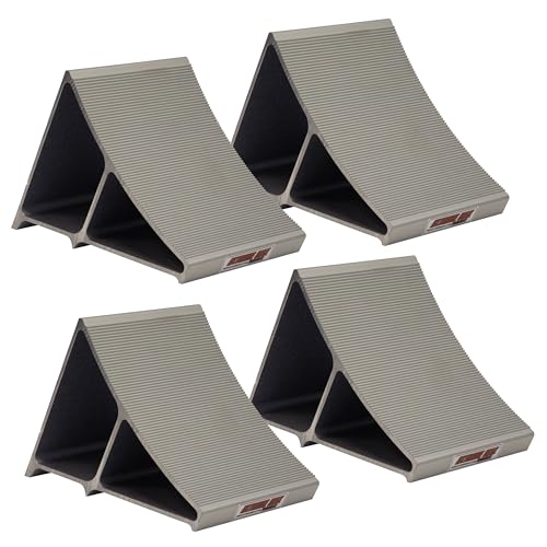 Extreme Max 5001.6798 Premium Lightweight Aluminum Wheel Chock with Ribbed Slope and Grip Teeth - Anti-Slip Claw Base for Trailers, RVs & 5th Wheels, Set of 4 - style: Set of 4