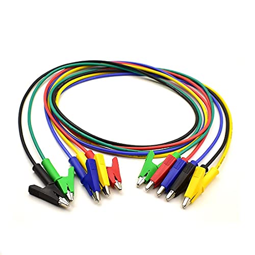 5Pcs 14 Gauge Jumper Wires Alligator Clips Heavy Duty Silicone Test Leads with Insulators Clips for Electrical Testing 5 Colors 3.3ft/1m - color: 5Pcs-3.3ft