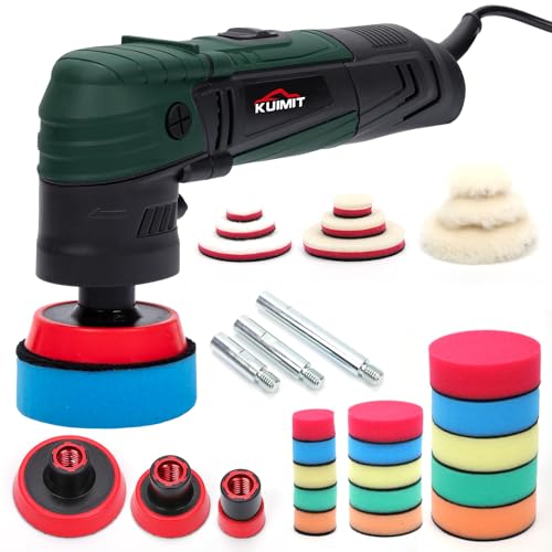 1"/2"/3" Buffer Rotary Polisher Kit | 780W High-Power Mini Polishing Machine w/ 27-Piece Accessories | M5/8-11 Thread 75mm/100mm/140mm Extension Shafts | for Car, Boat & Metal Detailing, Green