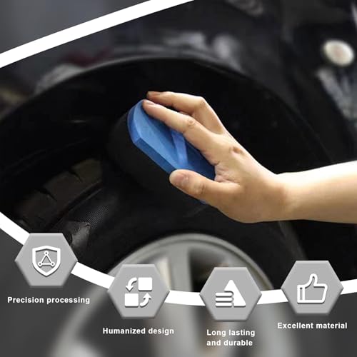 2 PCS Tire Waxing Applicator Pad, Easy Grip Hex Logic Tire Shine Dressing Applicator Sponge, Universal Automotive Tire Polishing Sponge Pads, Detailing Car Accessories (Blue)