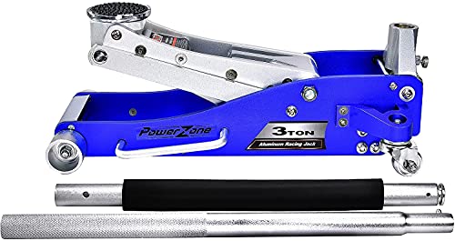 Power Zone 680068 Dual Pump Quick Lift 3 Ton Aluminum Racing Jack, Lift Range: 3-3/4” to 19-3/32”,Silver