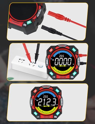 Portable Digital Multimeter Tester 6000 Counts VA Display Auto-Ranging Multifunction Voltage Current Meter Measures AC/DC Volt/Current, Resistance, Capacitance, Temperature,Live Wire Detector