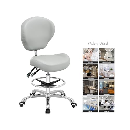 Kaleurrier Office Drafting Chairs with Backs,Adjustable Height | Ergonomic,Heavy Duty,Tall Office Chairs for Art Studio Standing Desk Kitchen Garage Shop Massage Lab Dental Hair Salon Guitar - color: Grey