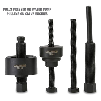 OEMTOOLS Power Steering Pulley Puller and Installer Kit, Removes and Installs Power Steering Pump Pulleys on Most Domestic Vehicles, Ford, GM, VW, 37031 Green Case