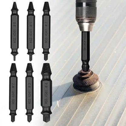 6PCS Damaged Screw Extractor Tools Sets, Stripped Screws Nuts & Bolts Drill Bit Tools for Easy Removal(Black) - color: Black