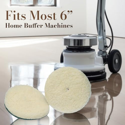 Koblenz Lambswool Pads with Foam Backing, Fits Most 6" Home Floor Buffer Machines, Two Polishing Pads with Two Plastic Replacement Retainer Clips, 45-0102-9 - size: No Size