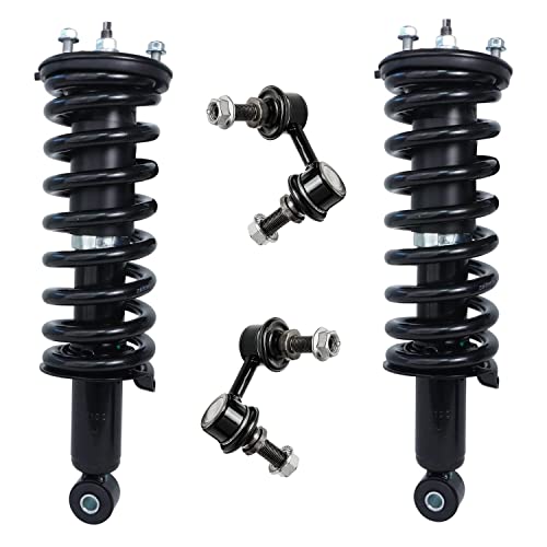 Detroit Axle - Front Struts Sway Bars for 2005-2012 Nissan Pathfinder, 05-15 Xterra, 2 Struts w/Coil Spring 2 Front Sway Stabilizer Bars 2006 2007 2008 2009 2010 2011 Replacement Ready Strut Shock - size: 10061-4/Sway Kit