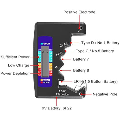 UMLIFE 4PACK BT-886 Battery Tester Checker BatteryTester for Battery C D 9V AA AAA 1.5V -Black - color: 4PCS BT-886 black