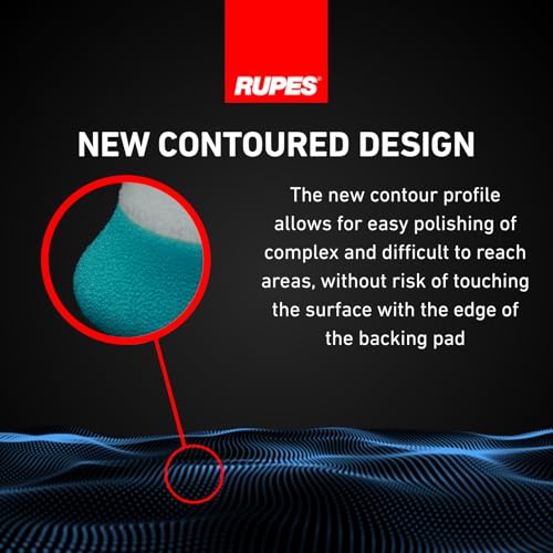 RUPES 9.DA180B Pack of 24 Light Blue D-A Intermediate Foam Polishing Pads 180mm | Ideal for Paint Correction & Gloss Enhancement | Improves Cutting Performance | Compatible with 6" Backing Plate - size: Intermediate 180mm, style: Pack of 24