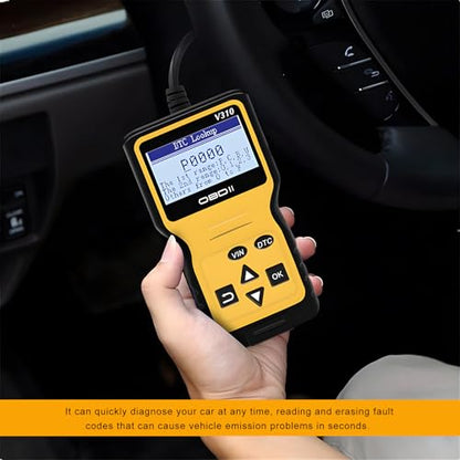 Car OBD2 Scanner Code Reader, Vehicle Engine Fault Scanner for Check Engine Light & Emission Status, CAN Diagnostic Scan Tool Universal for OBD II Protocol Cars Since 1996 (Yellow)