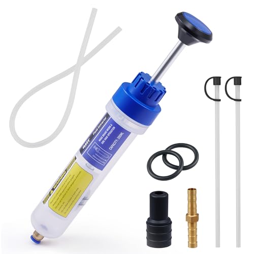 Orion Motor Tech Oil Extractor Pump, 200mL Manual Fluid Extractor for Power Steering Transmission Gear Oil & Brake Fluid Transfers, Auto Syringe Pump for ATV Boat Automotive with Flexible Hoses, Blue - color: blue, size: 200mL