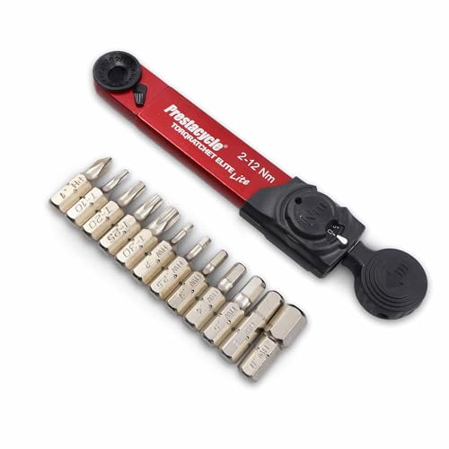 Prestacycle TorqRatchet ELITE Lite Portable Bicycle Torque Wrench Multi-Tool – 2–12Nm Beam Torque, Reversible Ratchet, 1/4” Hex Bits, Lightweight Bike Tool with Carry Case