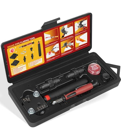 Low Profile Brake Flaring Tool Kit - Professional Single & Double Flare Tool for 3/16", 1/4", 4.75mm (3/16") Brake Lines - Fits Tight Spaces, Replaces Lisle 33260