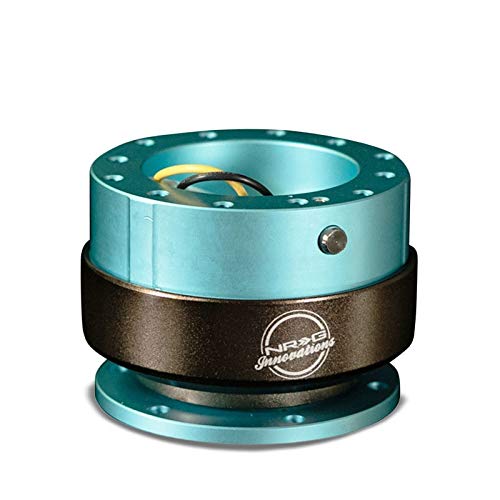 NRG (SRK-200) Mint Fresh Body/Titanium Chrome Ring GEN 2.0 Racing Performance Steering Wheel Quick Release Adapter Fit 2-Way 6-Hole Pattern Design - color: Mint Body / Titanium Chrome Ring