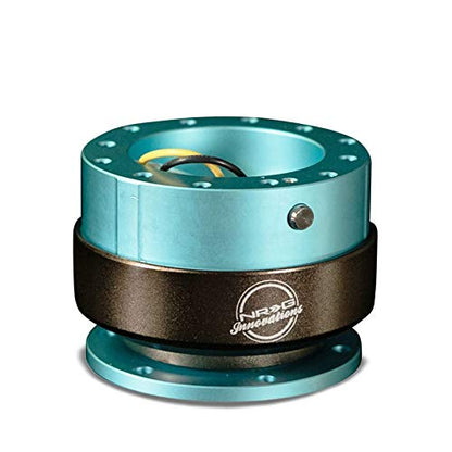NRG (SRK-200) Mint Fresh Body/Titanium Chrome Ring GEN 2.0 Racing Performance Steering Wheel Quick Release Adapter Fit 2-Way 6-Hole Pattern Design - color: Mint Body / Titanium Chrome Ring