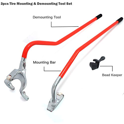 Vehicle Steel Tire Mount Demount Tool 17.5" to 24" Semi Tire Changing Toolwith Extra Bead Keeper, Tubeless Truck Bead Breaker Manual Tire Removal Changing Tools for Car Repairing (Orange)