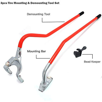 Vehicle Steel Tire Mount Demount Tool 17.5" to 24" Semi Tire Changing Toolwith Extra Bead Keeper, Tubeless Truck Bead Breaker Manual Tire Removal Changing Tools for Car Repairing (Orange)
