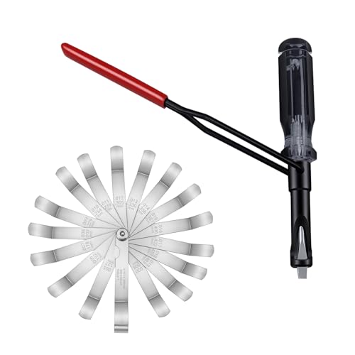 10mm Valve Adjustment Tool Jam Nut, with Angled Feeler Gauge, Slotted Valve Grinding Lapping Tool, Jam Nuts with Window Cut Out for Positioning, for Honda Toyota and Other Japanese Auto Vehicle Engine - size: 10 mm with Angled Feeler Gauge