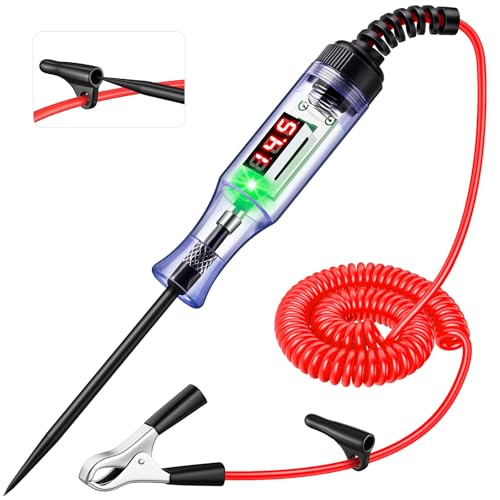 JASTIND 5-120V Digital Automotive Test Light with LED Voltage Display, Automotive Circuit Tester with Voltmeter & Stainless Probe, Voltage Light Tester with Alligator Clip for Car Fuse Circuit Testing - size: 5V-120V