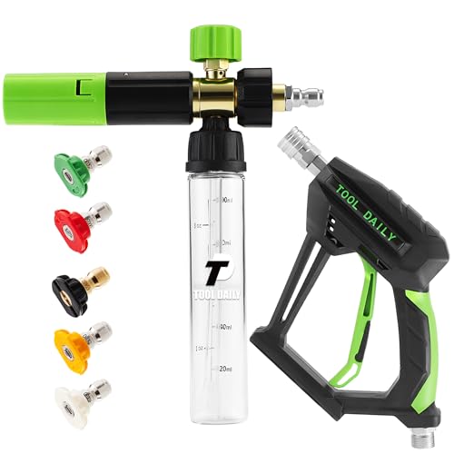 Tool Daily Pressure Washer Short Gun with Mini Foam Cannon for Car Wash | 5 Power Washer Nozzle Tips, 1/4 Inch Quick Connector, 3600 PSI - size: 100 ml