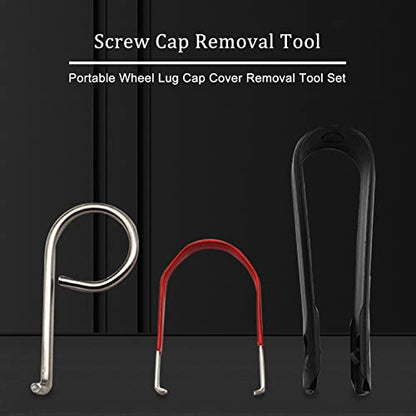 SUPERFINDINGS 30PCS 3 Styles Wheel Lug Cap Cover Removal Tool Set Car Wheel Hub Bolt Nut Cover Removal Tool Nut Caps Lug Puller Bolt Cap Removal Tool Hook Replacement for BMW Mercedes Mini Tesla VW