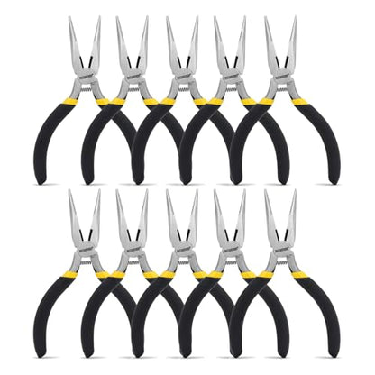 BOOSDEN 5" Small Needle Nose Pliers 10 Pack, Mini Needle Nose Plier with Wire Cutters, Spring Loaded Needle Nose Pliers for Jewelry, Crafts, Electronics - size: 5" (10 Pack)