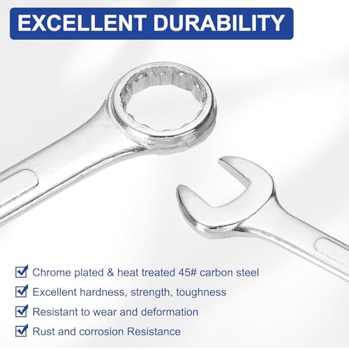 HARFINGTON Combination Wrench 6mm Metric 12-Point Box and Open End Zinc Plated Steel Double Ended Spanner Tool for Automotive Pipe Furniture Machinery DIY Repair, Silver White - size: 6mm