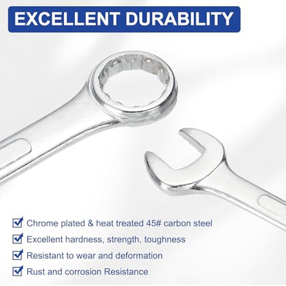 HARFINGTON Combination Wrench 6mm Metric 12-Point Box and Open End Zinc Plated Steel Double Ended Spanner Tool for Automotive Pipe Furniture Machinery DIY Repair, Silver White - size: 6mm