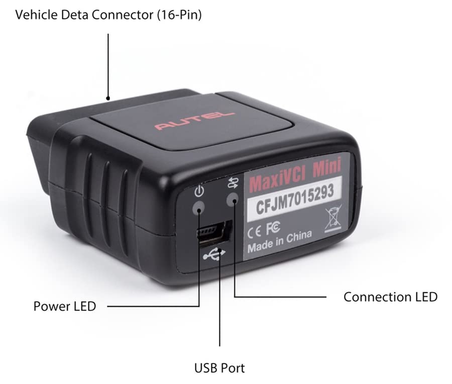 Autel MaxiVCI VCI Mini Wireless Bluetooth Diagnostic Vehicle Communication Interface Connector Compact Auto OBD2 Scanner for MK808BT MK808TS MX808TS MP808TS TS608 MS906S Oil Reset EPB BMS SAS TPMS