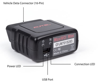 Autel MaxiVCI VCI Mini Wireless Bluetooth Diagnostic Vehicle Communication Interface Connector Compact Auto OBD2 Scanner for MK808BT MK808TS MX808TS MP808TS TS608 MS906S Oil Reset EPB BMS SAS TPMS