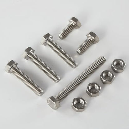 M8-1.25x25mm Hex Bolt and Nut Kit 15set, 304 Stainless Steel (A2-70), Full Thread, Bright Finish, Machine Threaded for Automotive, Machinery, DIY - size: M8x25mm(15 Sets）
