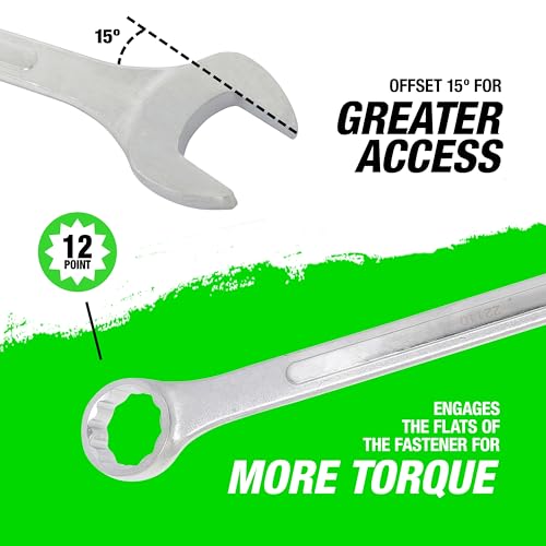 OEMTOOLS 22110 1 3/4 Inch Jumbo Combination Wrench, Large Wrench, Offset Wrench Design With Raised Panel - size: 1-3/4"